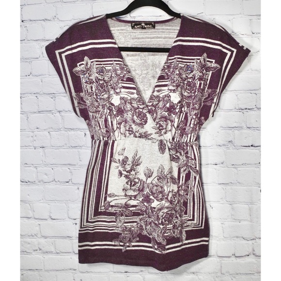 Floral Deep V-Neck Blouse - Picture 1 of 7